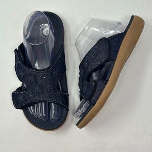 Spenco Revitalign Kholo Hamptons Slides Sandals Womens Sz 8D WIDE Denim Blue Flo